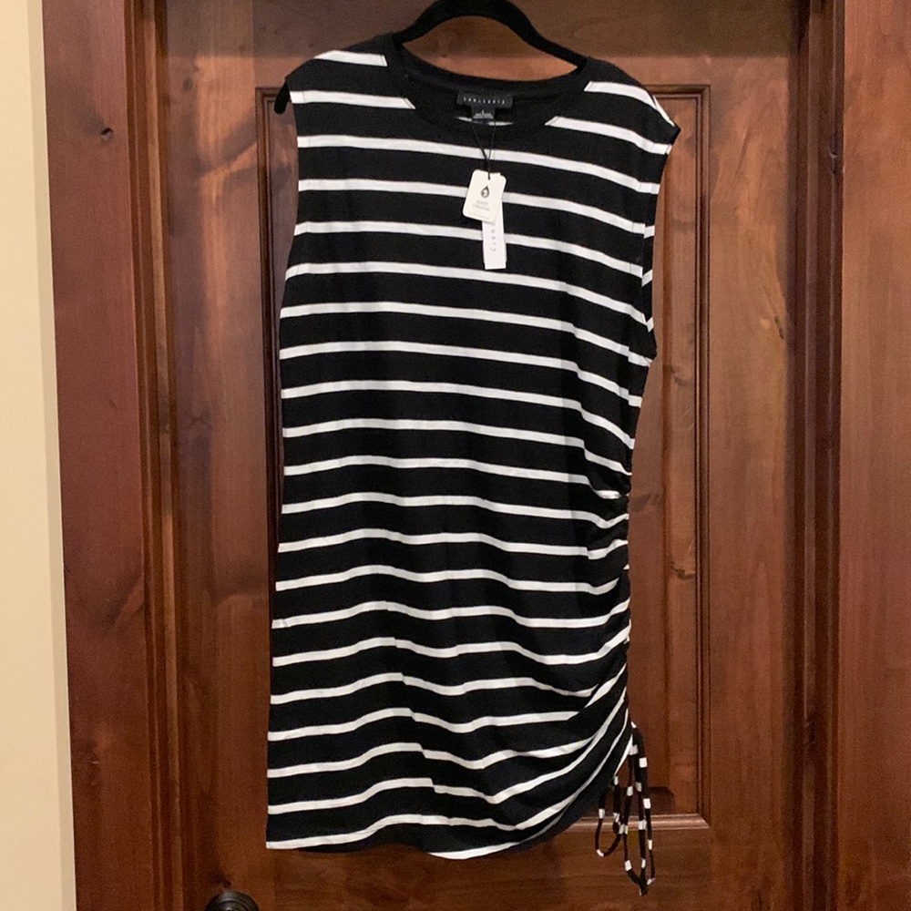 NWT sanctuary black/white stripe minidress/tunic organic cotton L